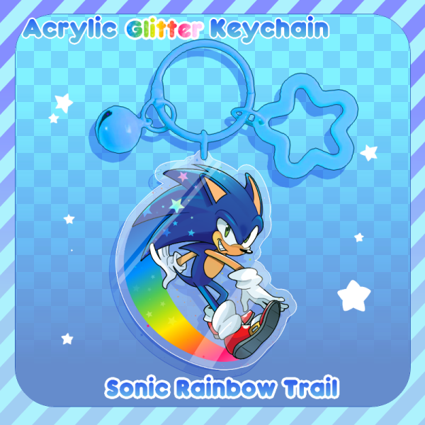 Sonic Rainbow Trail Acrylic Glitter Keychain