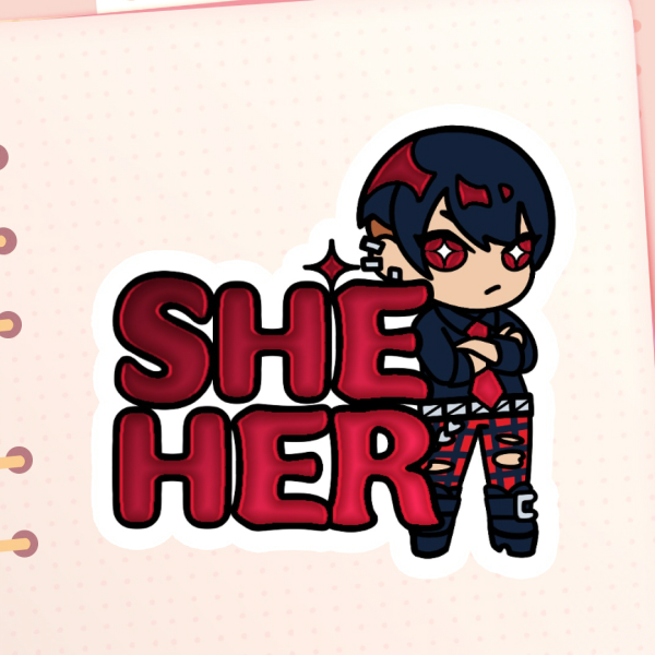 She/Her Punk Hot Foil Stickers