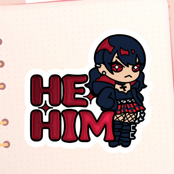 He/Him Punk Hot Foil Sticker