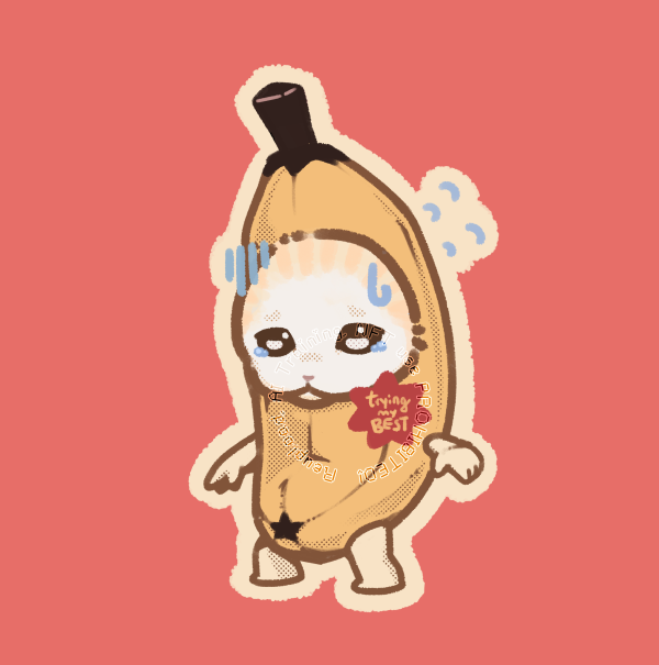 Banana Cat Sticker - TRYING MY BEST