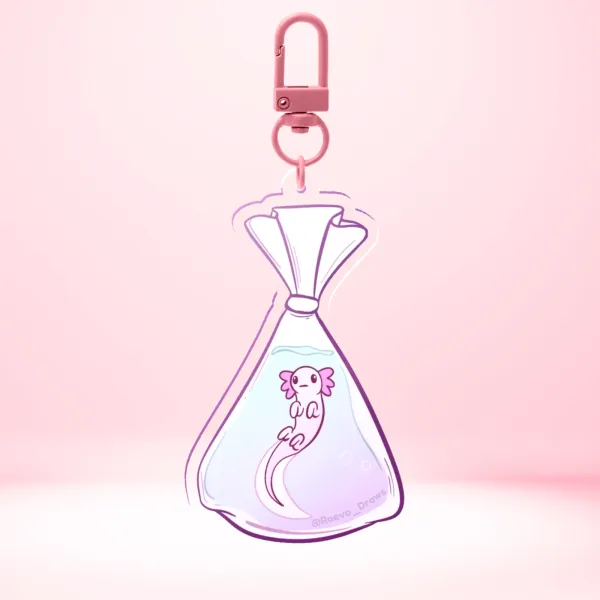 Pink Bagged Axolotl Keychain
