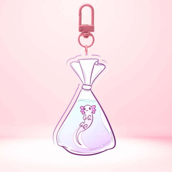 Pink Bagged Axolotl Keychain