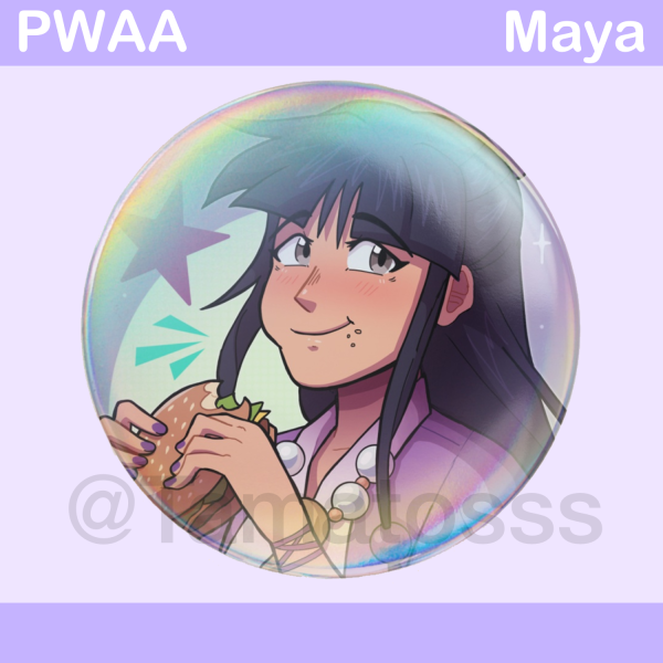 Maya Fey PWAA Round Badge (Rainbow Holo)