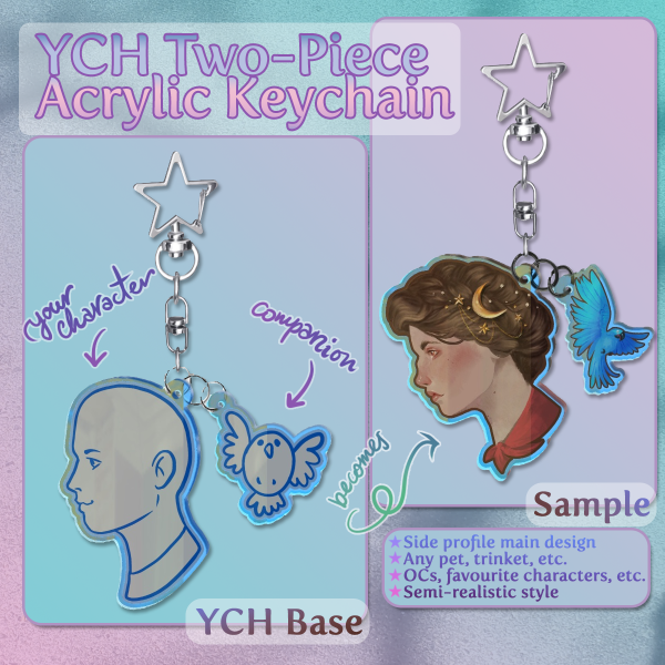 YCH Side Portrait with Companion or Item - Two-Piece Acrylic Keychain