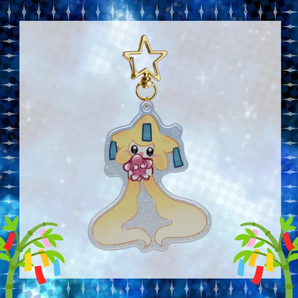 Jirachi Epoxy Glitter Acrylic Keychain