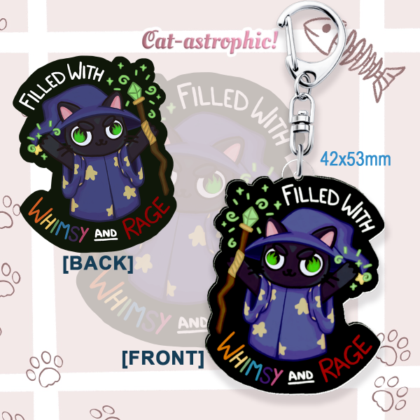 Whimsy and Rage Wizard Cat Acrylic Keychain
