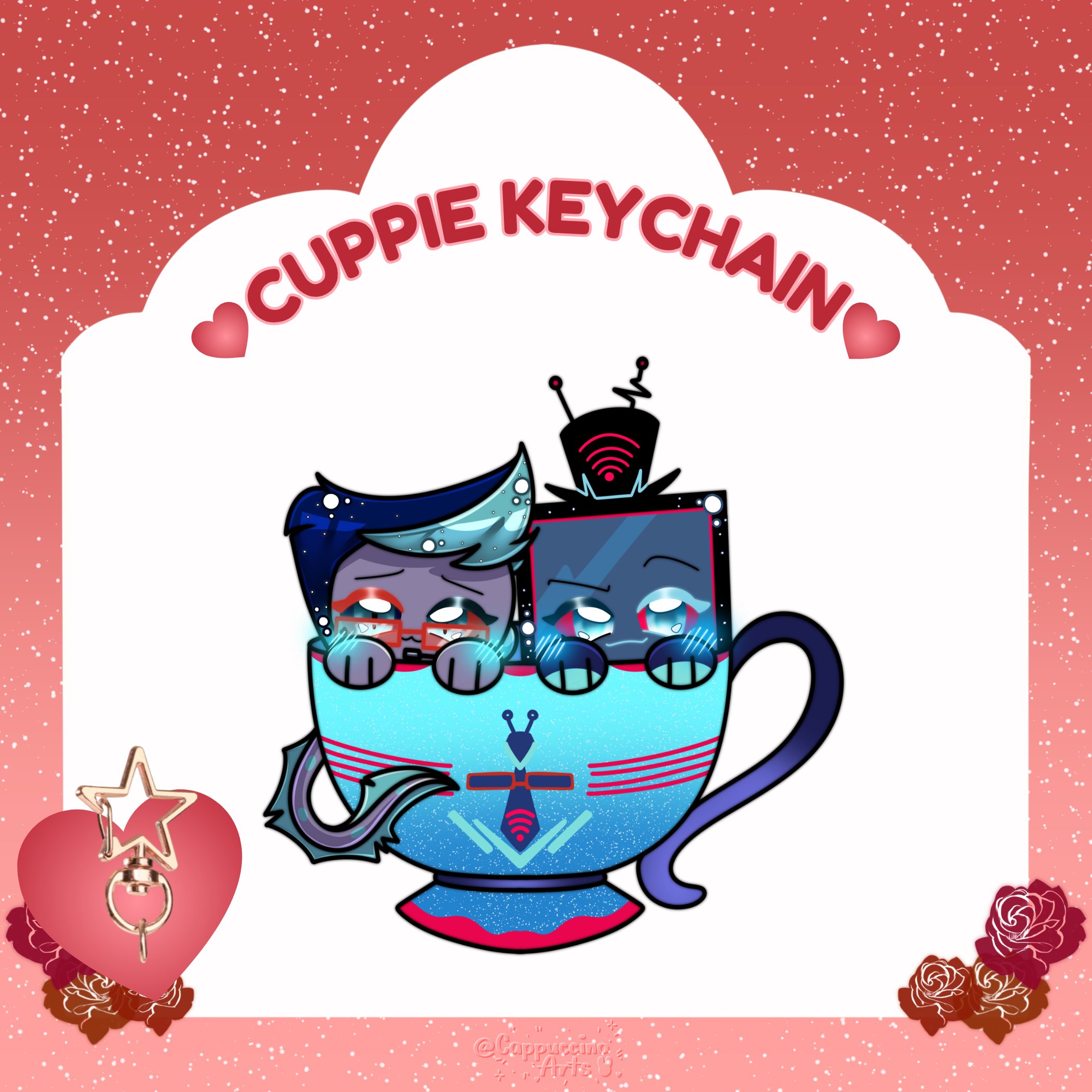 Vox x Ethan || 6cm Glitter Keychain || HellaCuppie Series