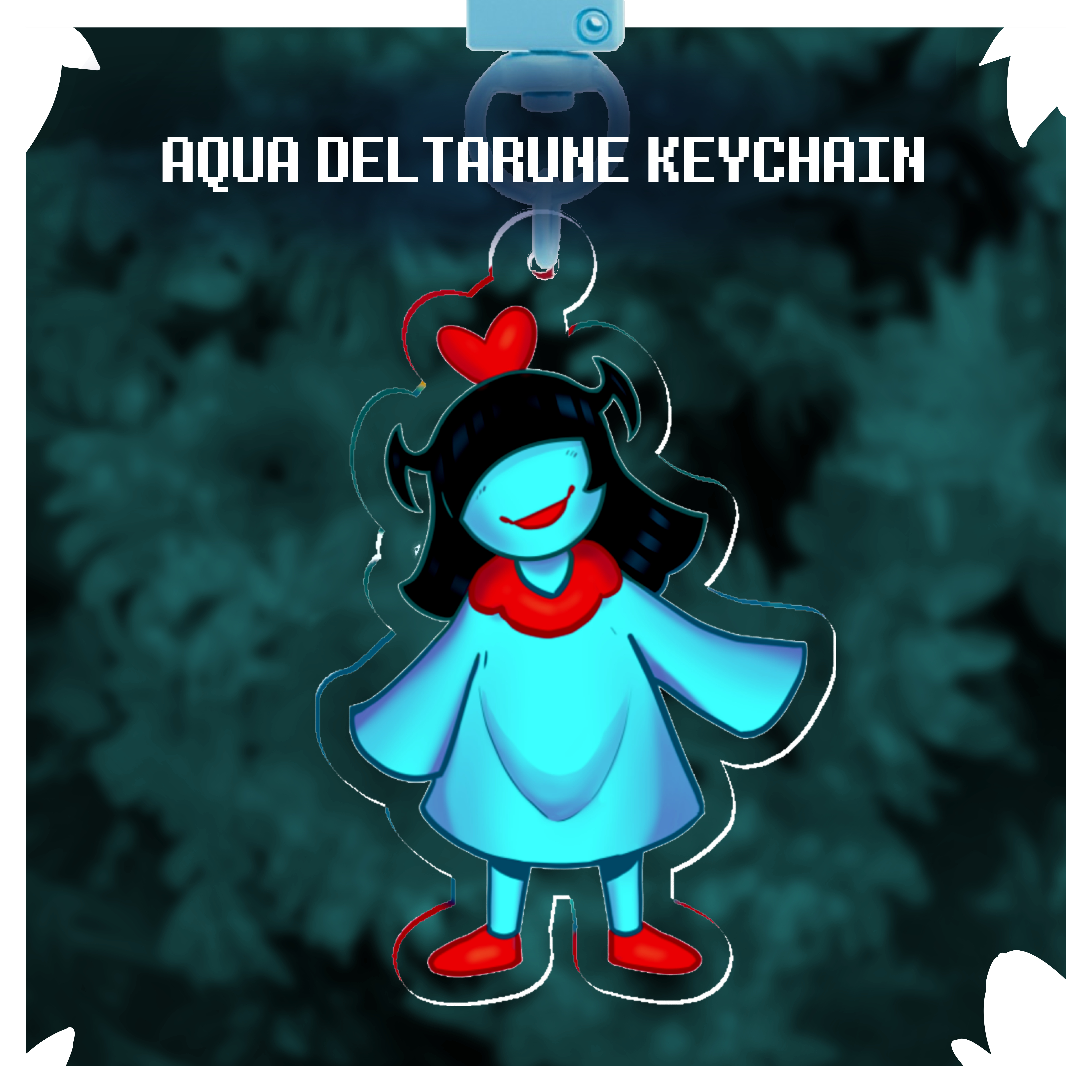 Aqua deltarune keychain