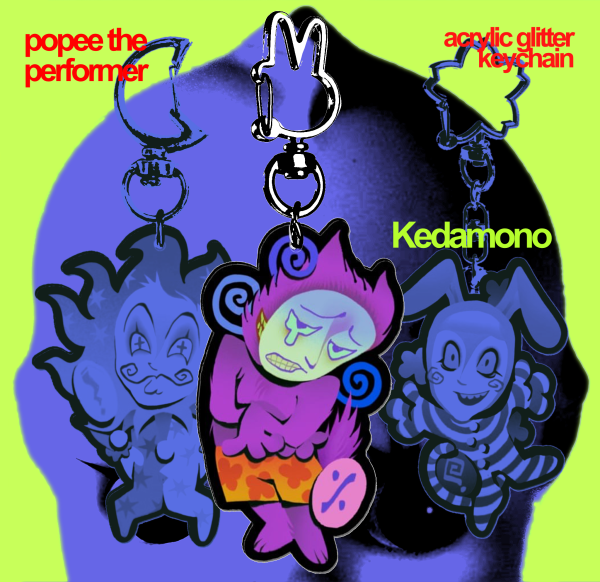 Kedamono / Popee the Performer glitter keychain◞✺