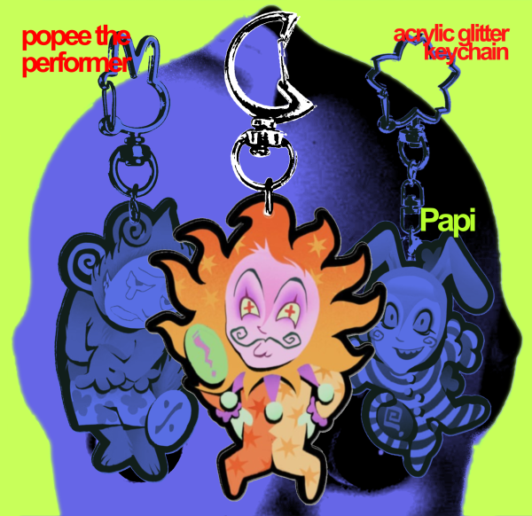 Papi / Popee the Performer glitter keychain◞✺