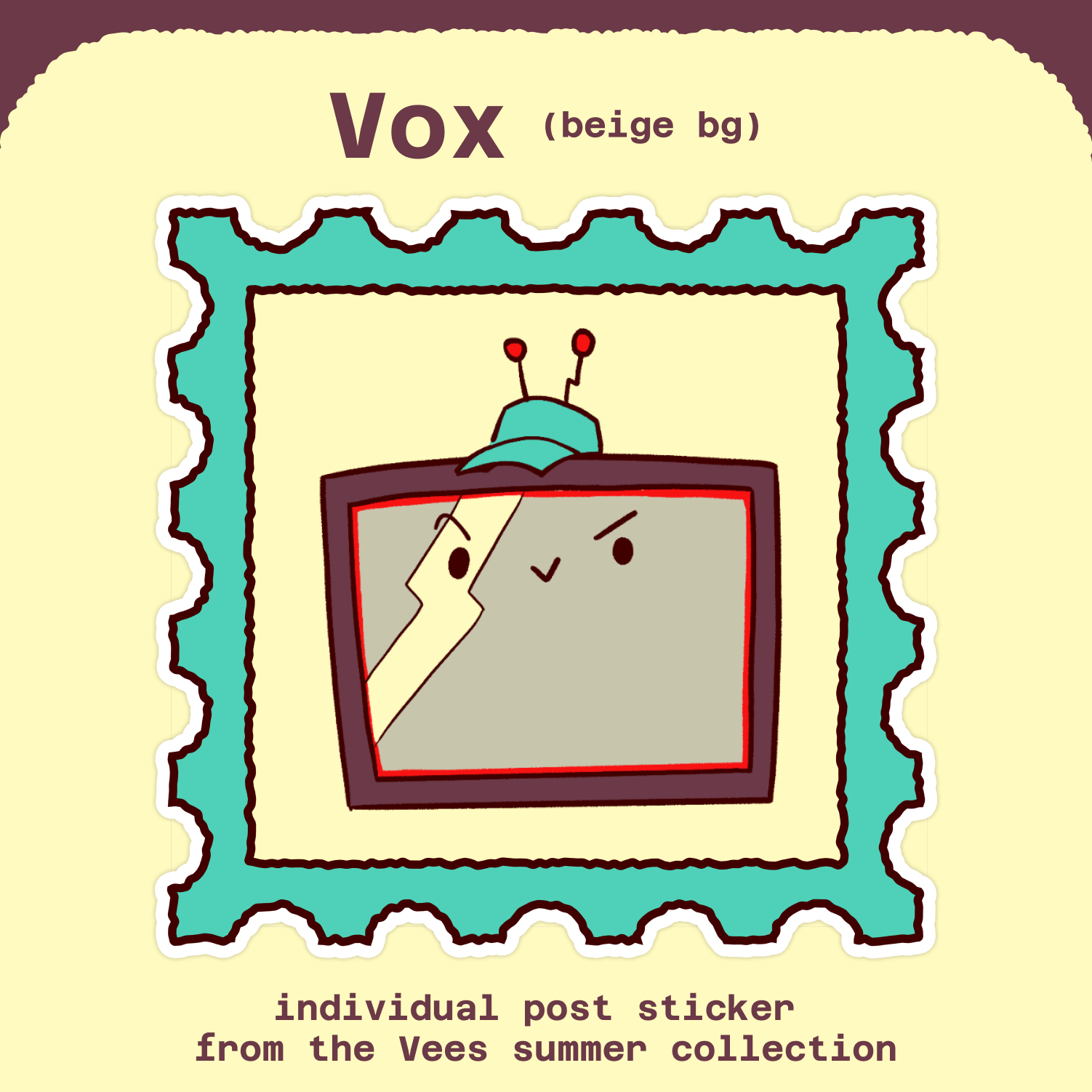 Vox (beige bg) - Vees Summer Post Sticker