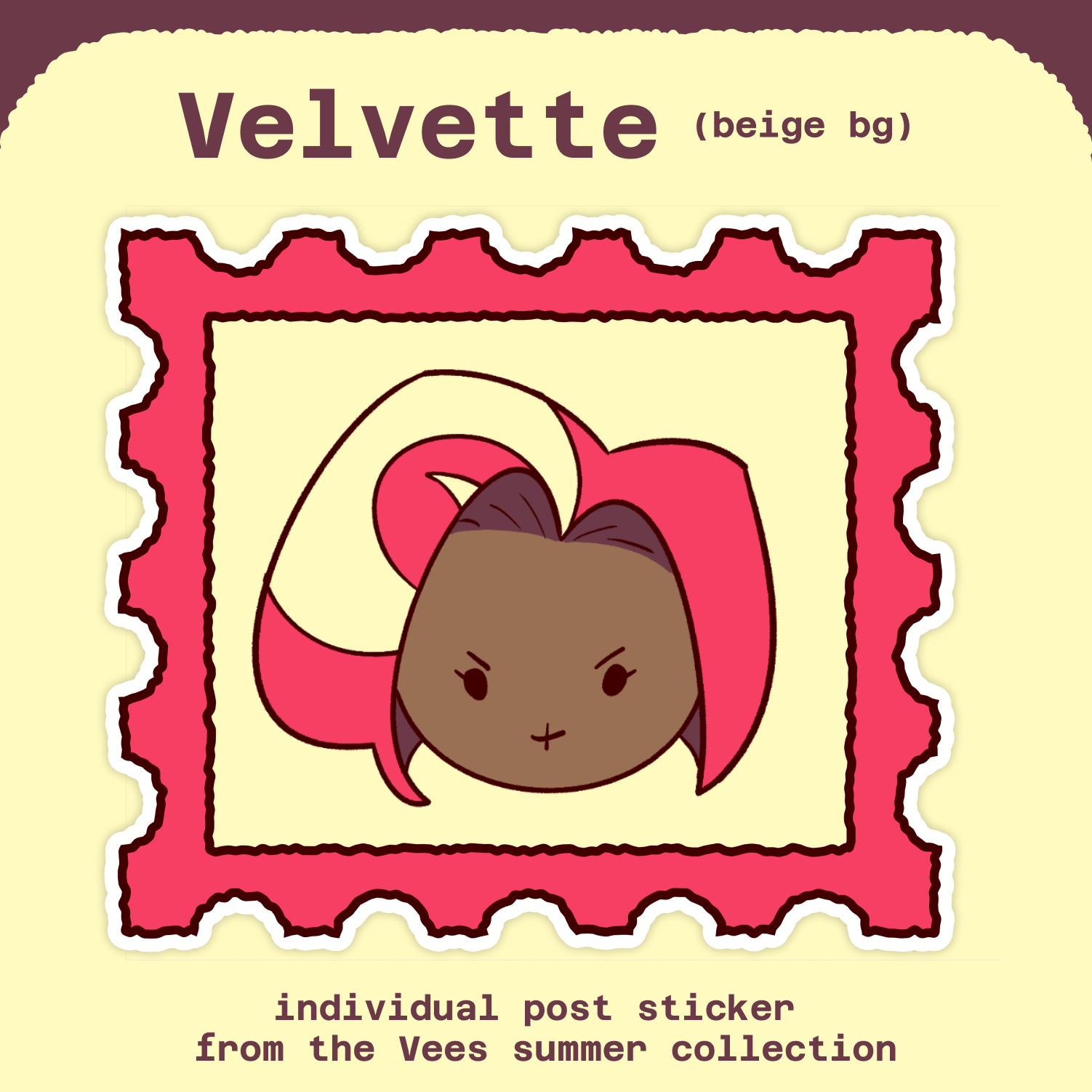 Velvette (beige bg) - Vees Summer Post Sticker