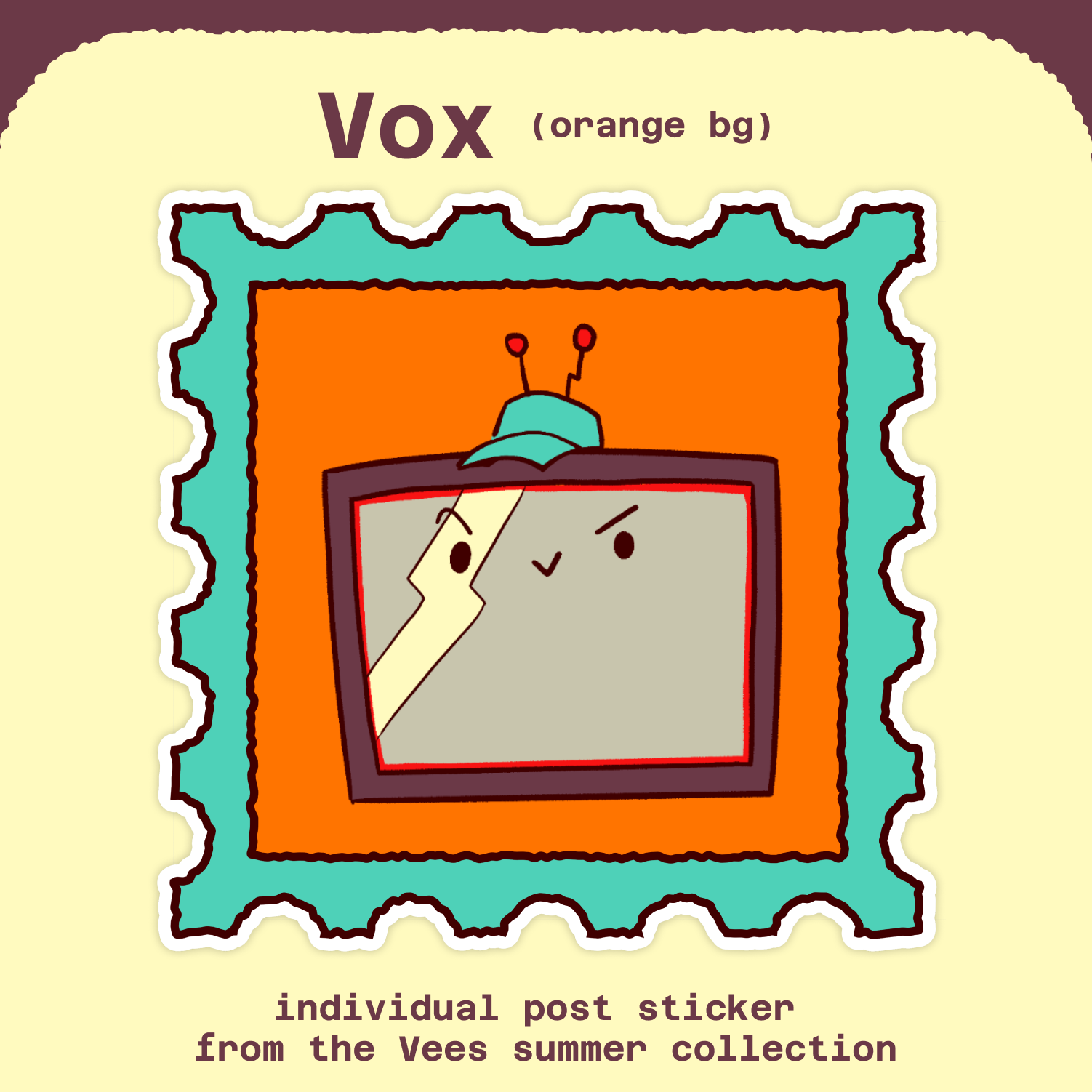 Vox (orange bg) - Vees Summer Post Sticker