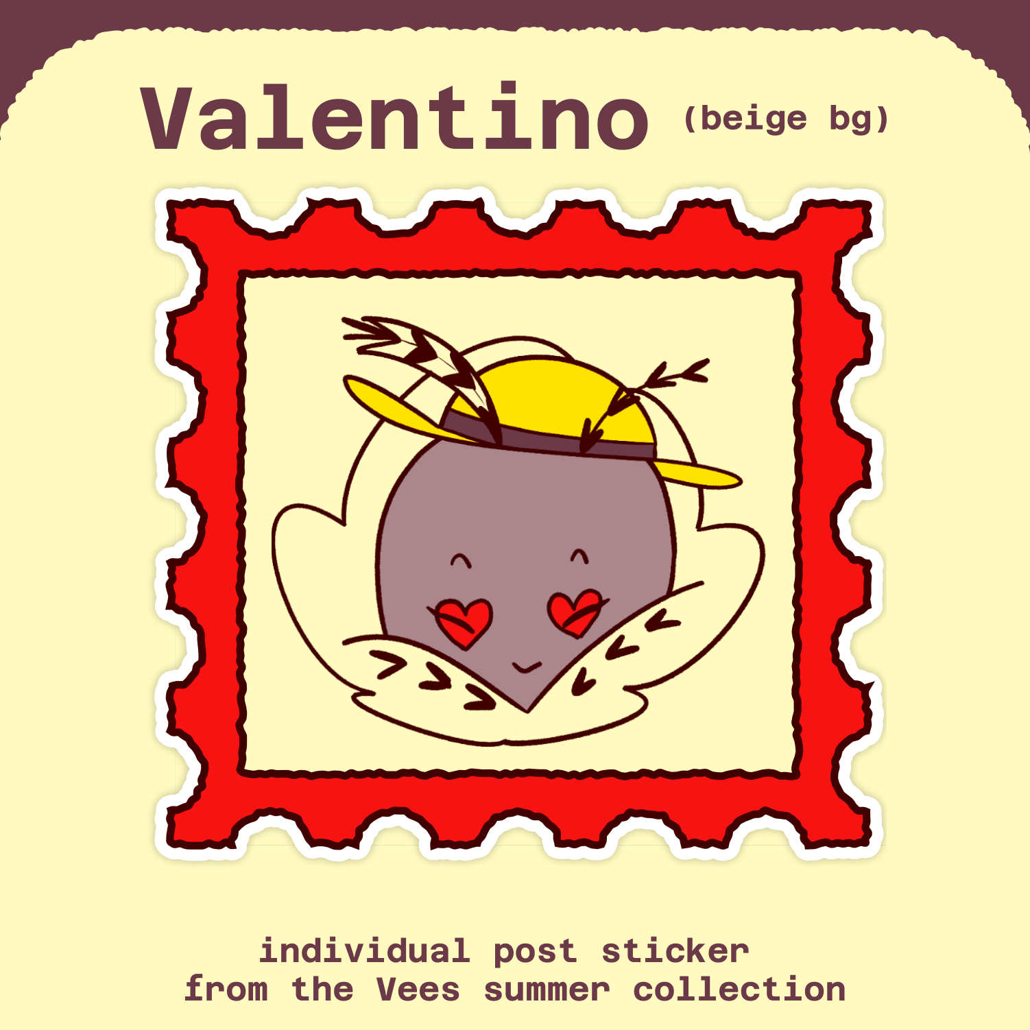 Valentino (beige bg) - Vees Summer Post Sticker