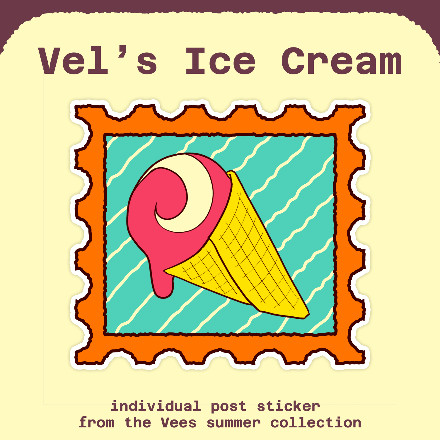 Vel's Ice Cream - Vees Summer Post Sticker