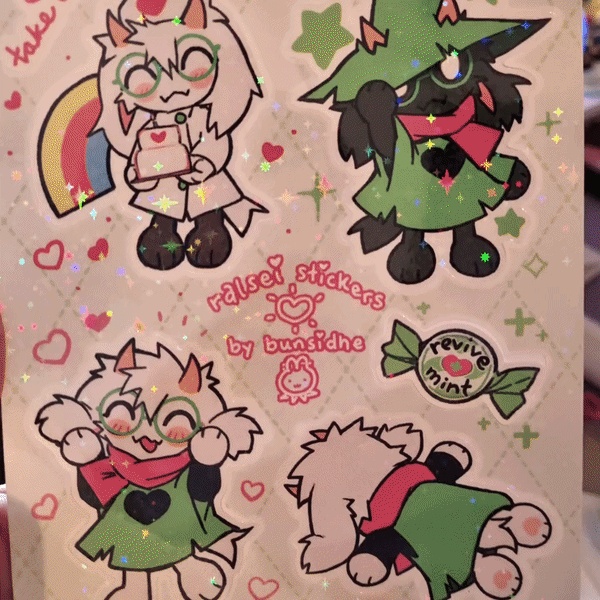 ralsei holo sparkly sticker sheet
