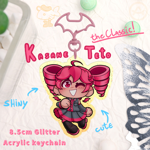 Kasane Teto UTAU Glitter Acrylic Keychain - 8.5cm
