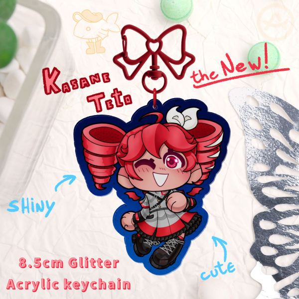 Kasane Teto SynthV Glitter Acrylic Keychain - 8.5cm