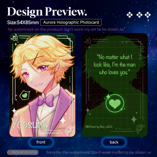 Yoosung Kim Mystic Messenger Aurora Holographic Photocard