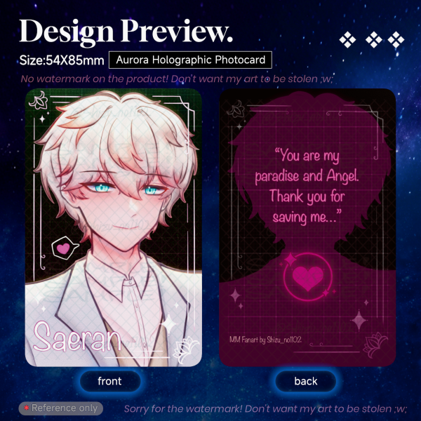 Saeran/Ray Mystic Messenger Aurora Holographic Photocard