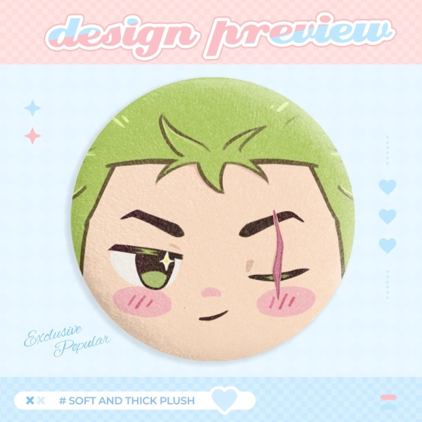 One piece Zoro Plush Badge (button pin)