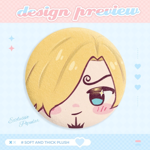 One piece Sanji Plush Badge (button pin)