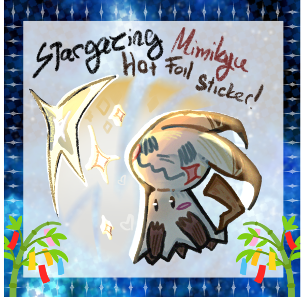 Stargazing Mimikyu — Hot Foil Sticker