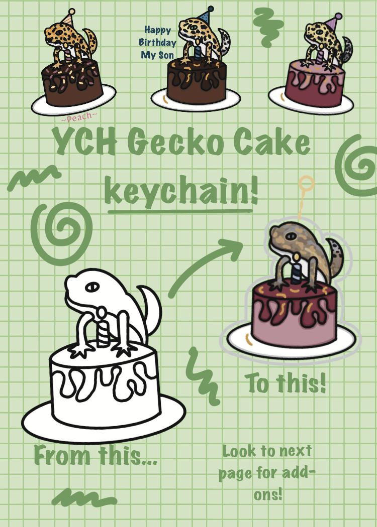 YCH Leopard Gecko Cake KEYCHAIN