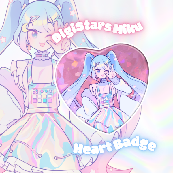 DigiStars Miku Holographic Heart Badge