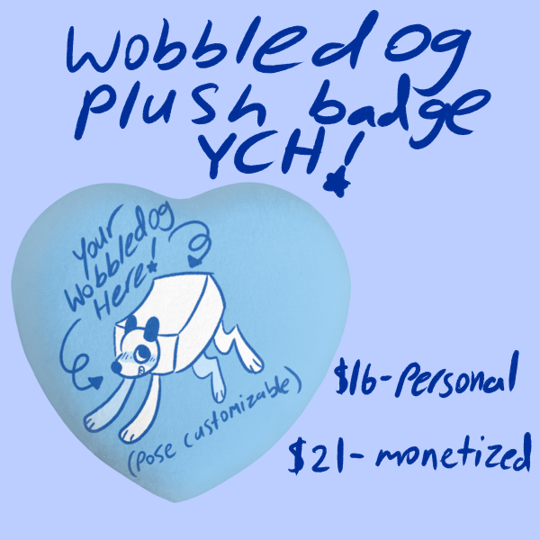 Wobbledog Doodle (Wobbledoodle) - YCH Plush Badge