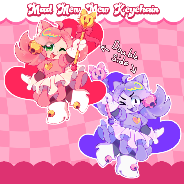 Pink / Mad Mew Mew Double Size Keychain