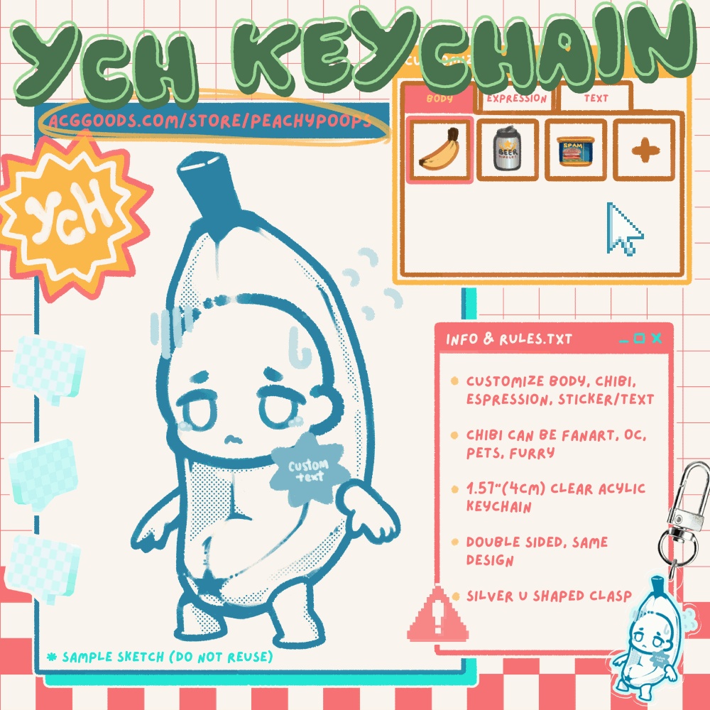 YCH Keychain - Custom Banana Cat/Banana Chibi