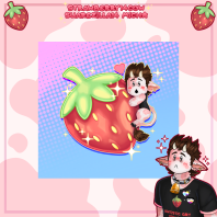 Micha chibi holding a big strawberry cute [OC] - Print Pearl Paper Photocards