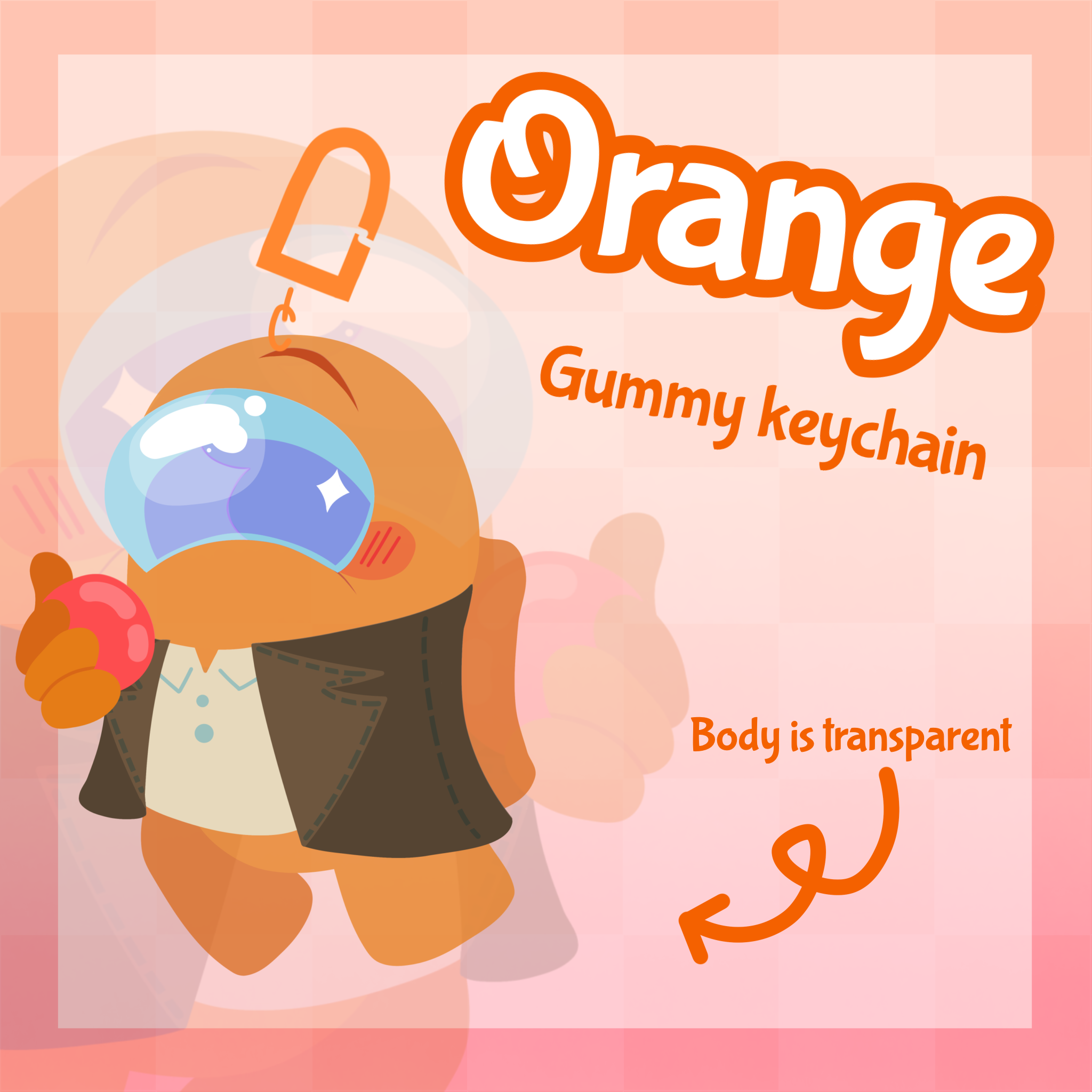 Orange Gummy Among Us Show Clear Acrylic Keychain