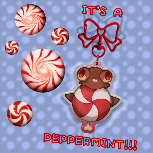 Peppermint Pigeon Drumstick Epoxy Keychain