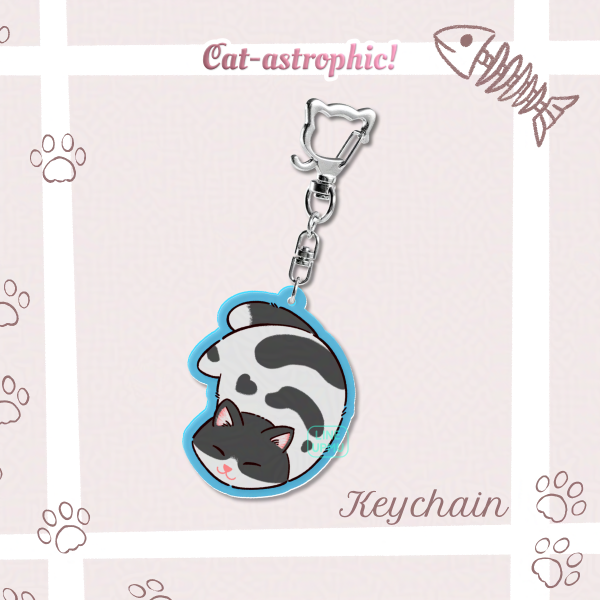 Cat-astrophic] Cow flop cat (acrylic keychain)