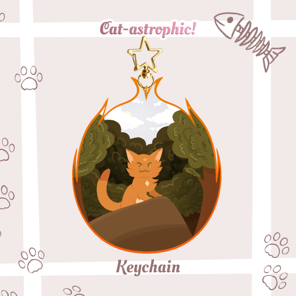 Fire Cat Forest Keychain