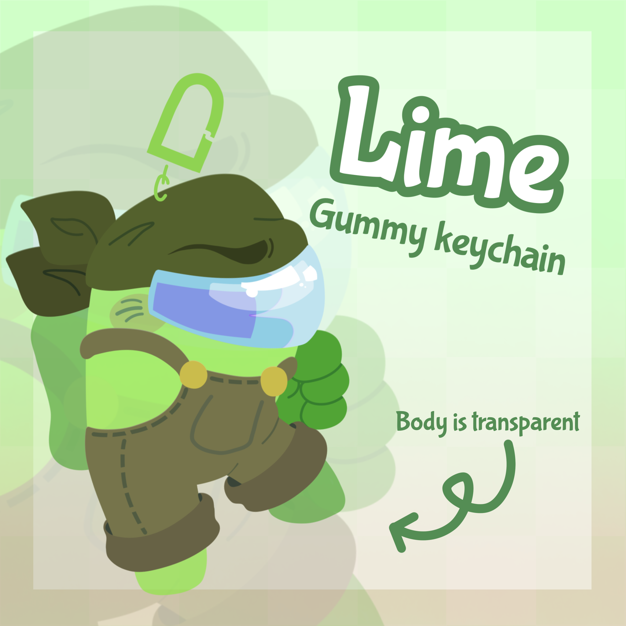 Lime Gummy Among Us Show Clear Acrylic Keychain