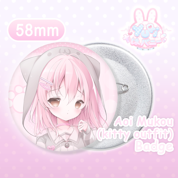 Aoi Mukou (kitty outfit) Button Pin -Totono