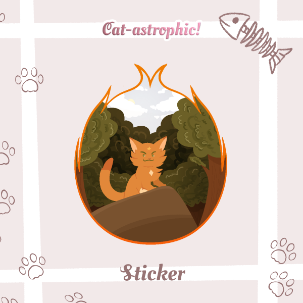 Fire Cat Forest Sticker