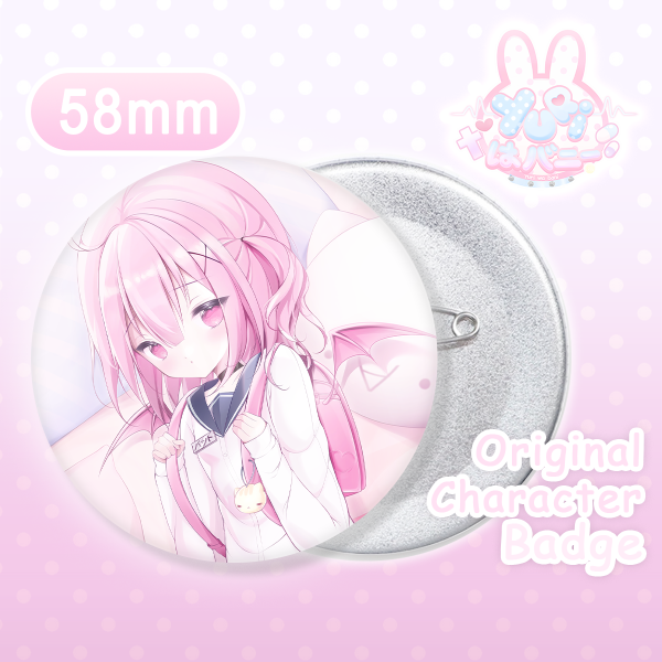 Cute bat girl Button Pin -Original Character