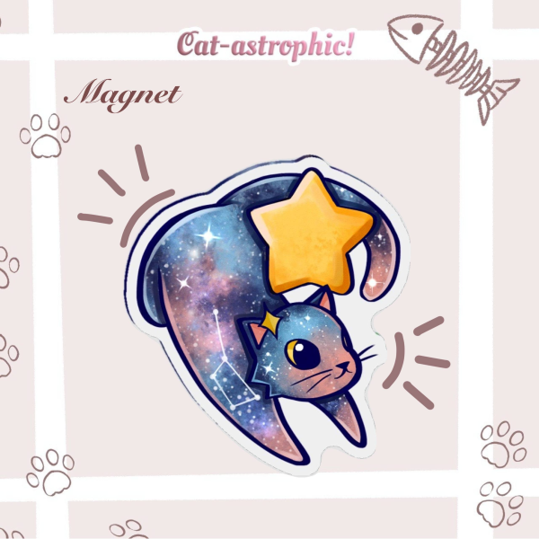 Space Kitty- Fridge Magnet - 1.96""(50mm)
