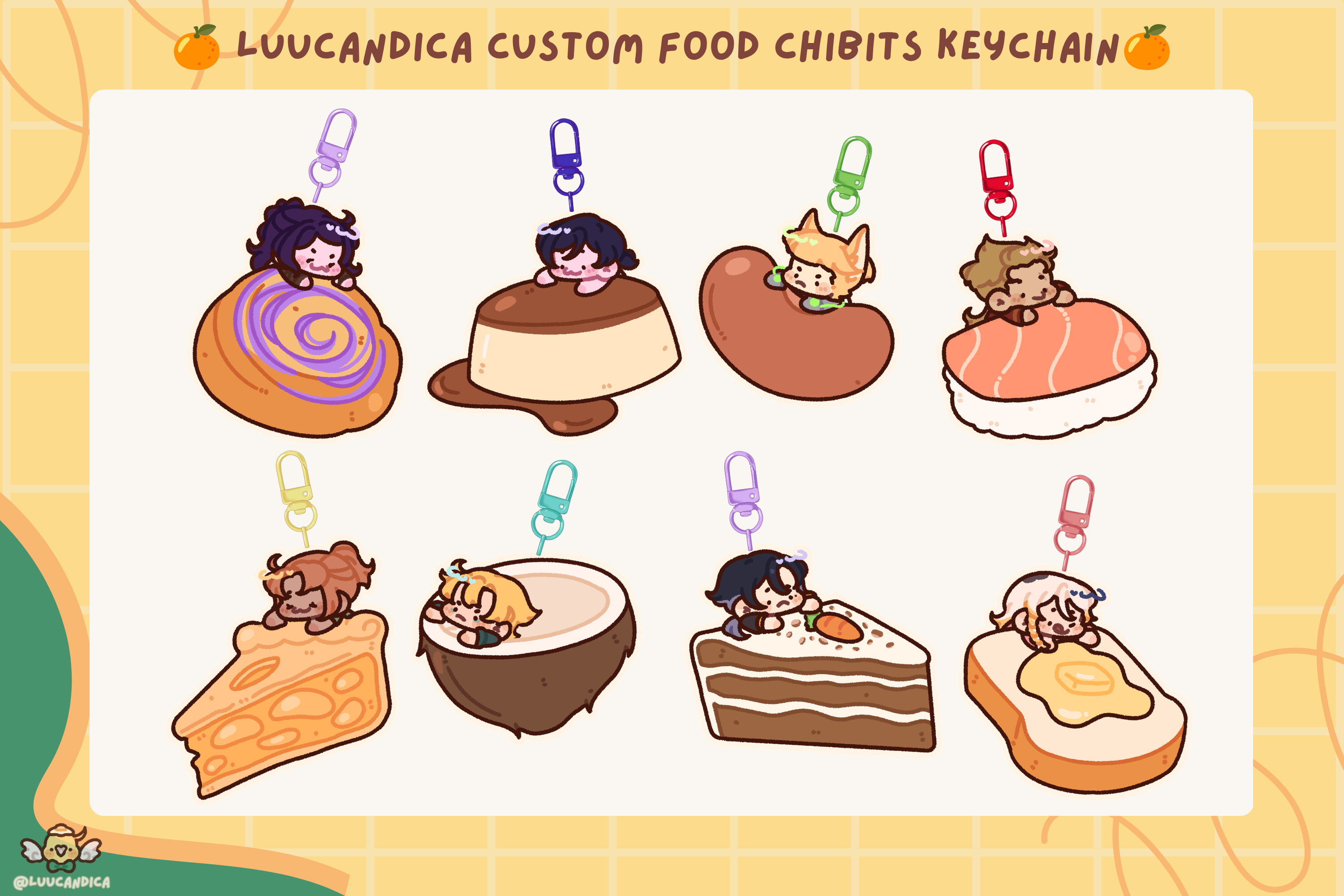 YCH Food Chibit Keychains 🍊