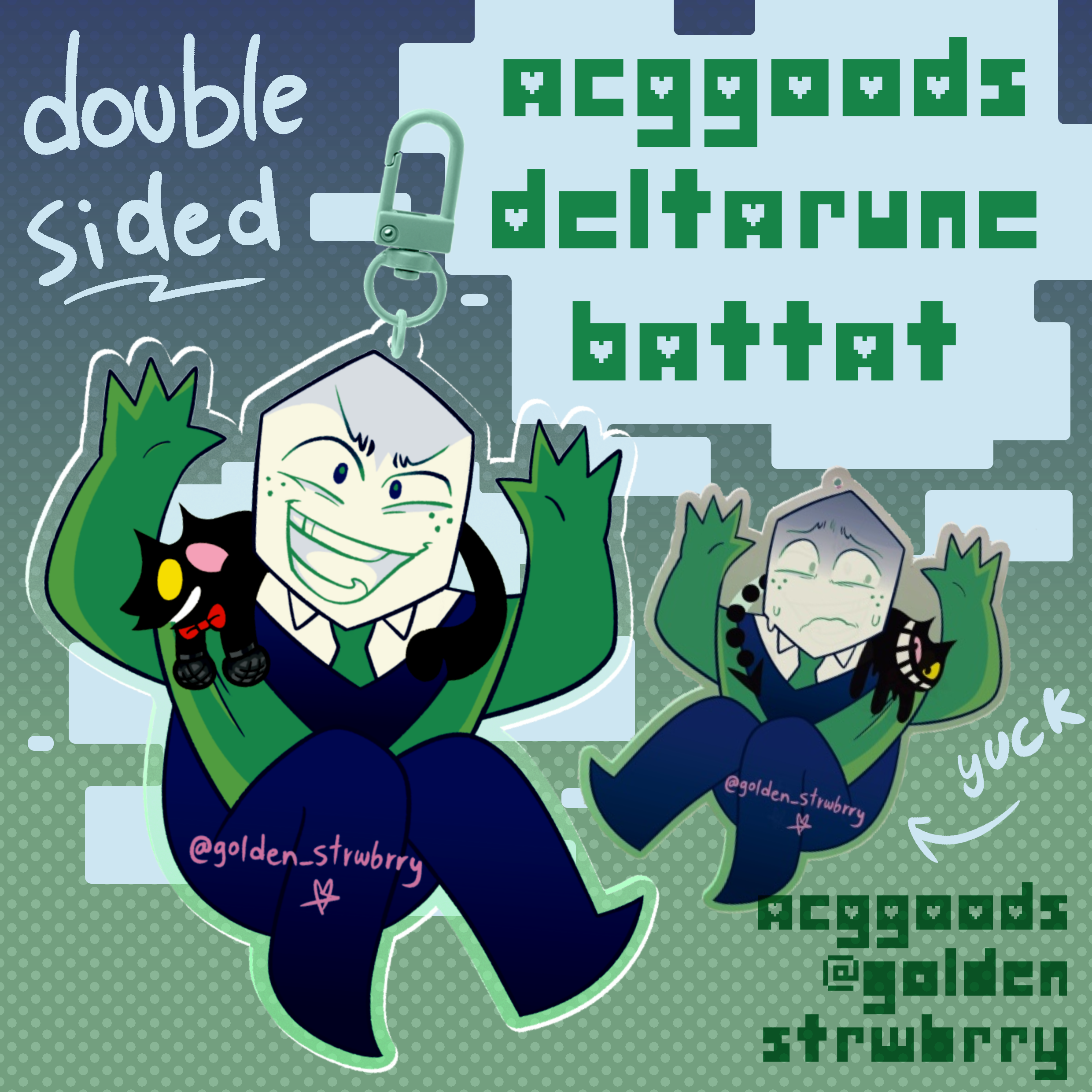 Battat Mike Green Pippins Deltarune Acrylic Keychains