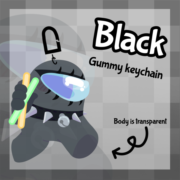 Black Gummy Among Us Show Clear Acrylic Keychain