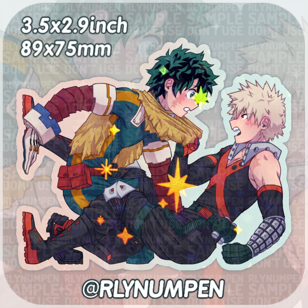 Hero Deku & Hero Bakugo Star Holo Sticker