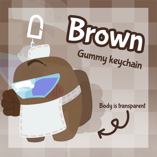 Brown Gummy Among Us Show Clear Acrylic Keychain
