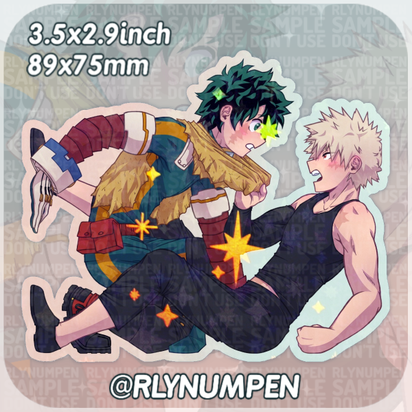Hero Deku & Casual Bakugo Star Holo Sticker