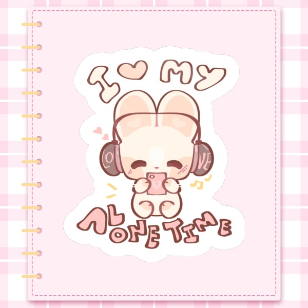 I love my alone time bunny  Die Cut Stickers