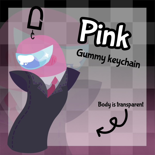 Pink Gummy Among Us Show Clear Acrylic Keychain